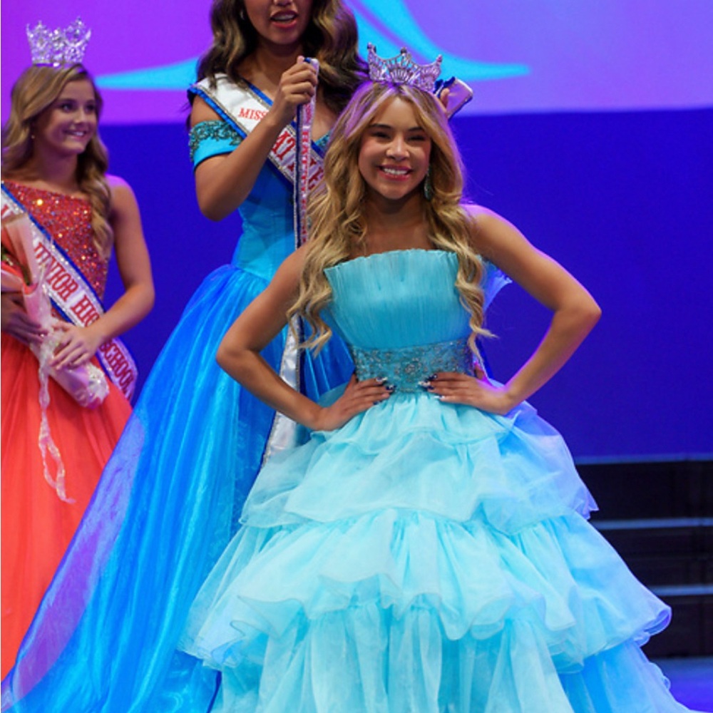 Sherri Hill Strapless Light Blue Dress - Picture 4 of 10